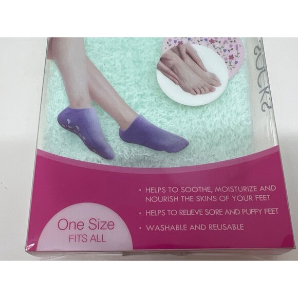 Moisturizing Gel Socks With Jojoba Olive Vitamin E Lavender Oils One Size Fits A - Picture 3 of 4